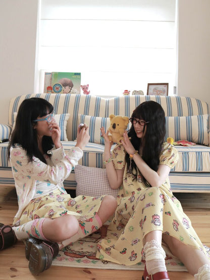 Bear Strawberry Print Pleated Skirt【s0000017515】