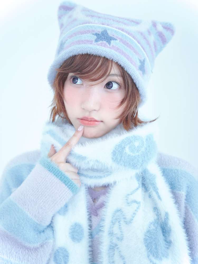 Blue White Polka Dot Mink Fringe Scarf【s0000014690】