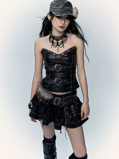 슬림 랩 짧은 가죽 가슴 판 [S0000011436]