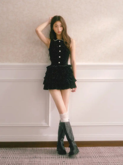 Ruffled Waistband Skirt-Pants Puffy Dress【s0000014338】