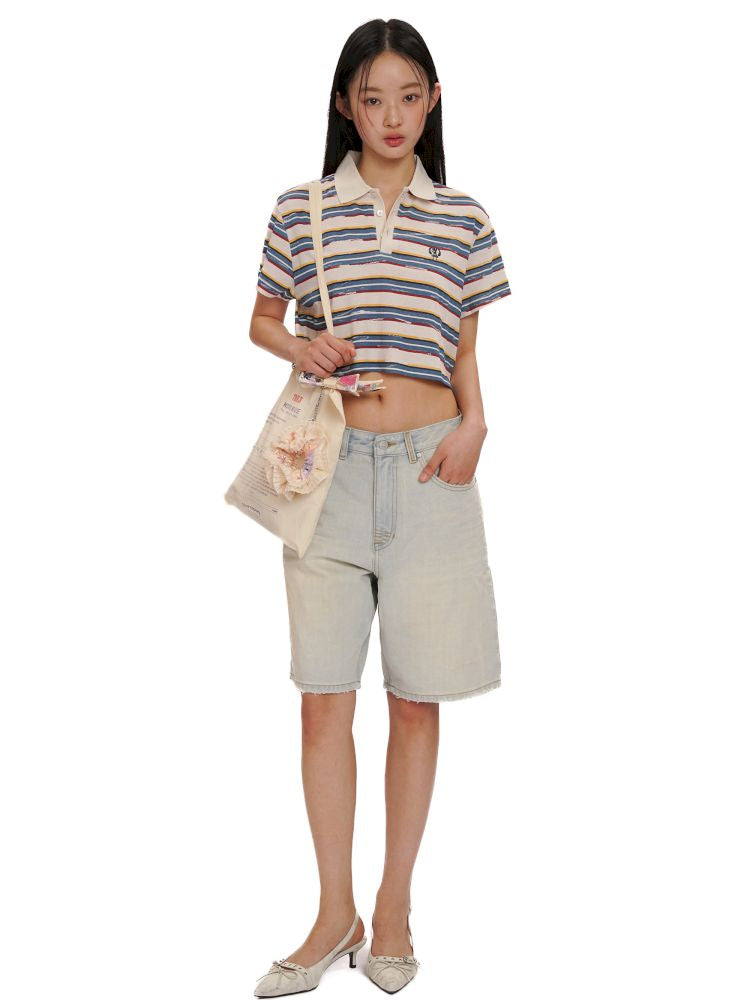 Linen texture short T-shirt tops【s0000013464】