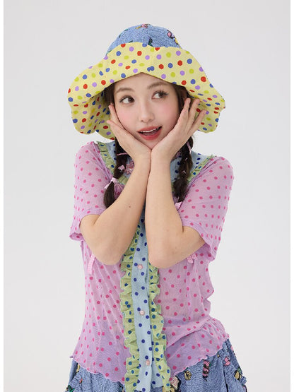 Bear Print Polka Dot Petal Hat【s0000016707】