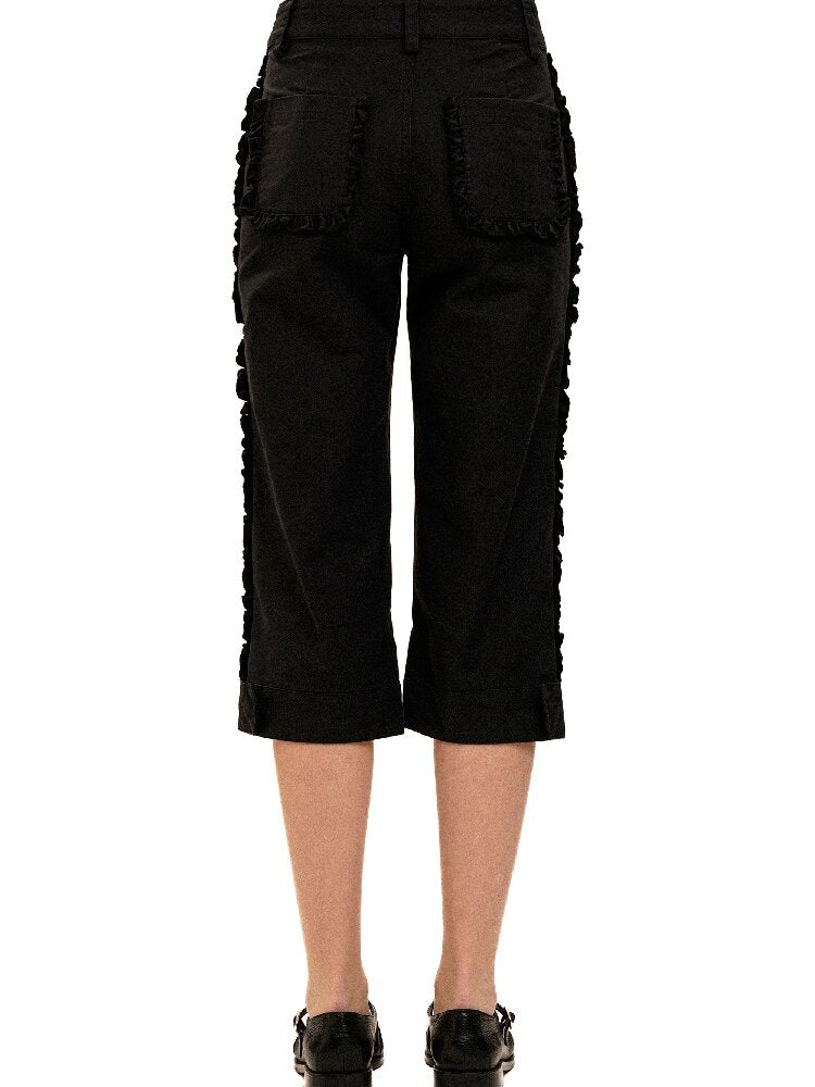 Pleated Lace Cotton Cropped Pants【s0000017926】