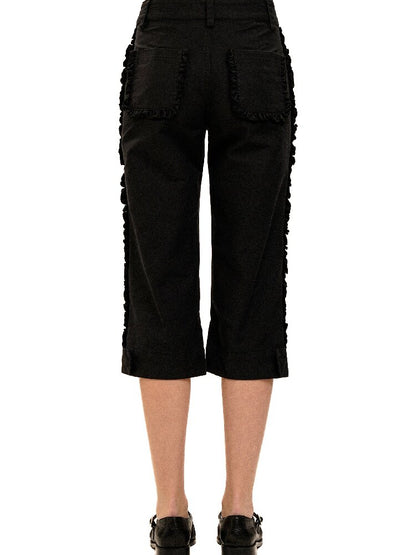 Pleated Lace Cotton Cropped Pants【s0000017926】