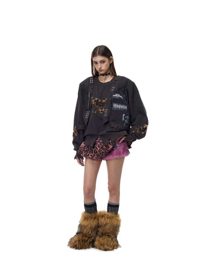 Double Embroidered Leopard Sweatshirt【s0000015121】