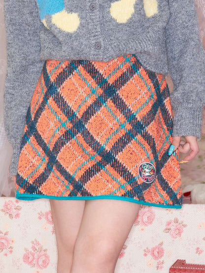 Two-Tone Check Knit Skirt【s0000014495】