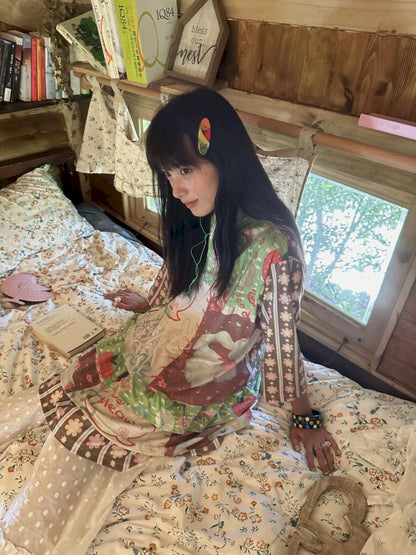 Color block print loose cake skirt【s0000012771】