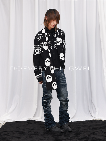 Skull Jacquard Turtleneck Zip Cardigan【s0000019121】