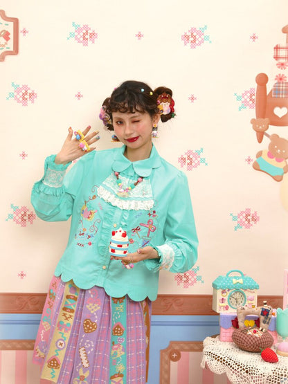 Petal Collar Embroidery Shirt In【s0000015573】