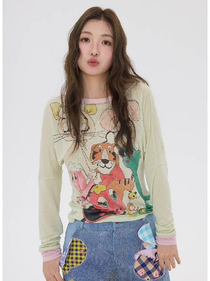 Light Green Graffiti Printed Smock【s0000016199】