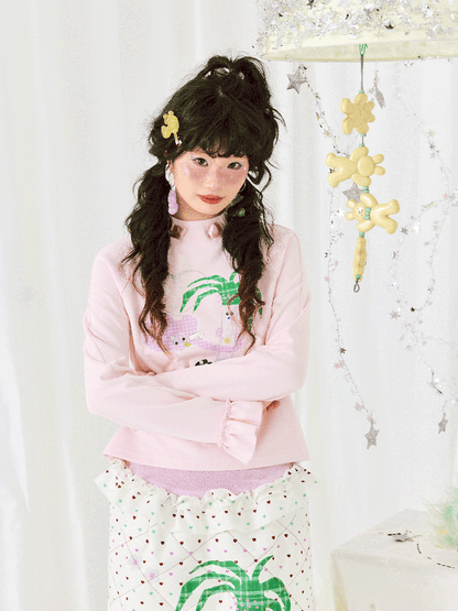 Print Long Sleeve Short T-Shirt【s0000011942】