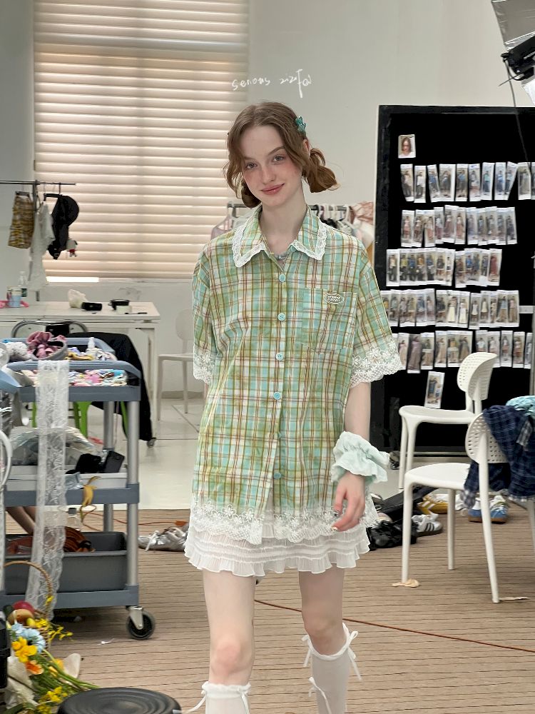 Plaid Short Sleeve Shirt【s0000012257】