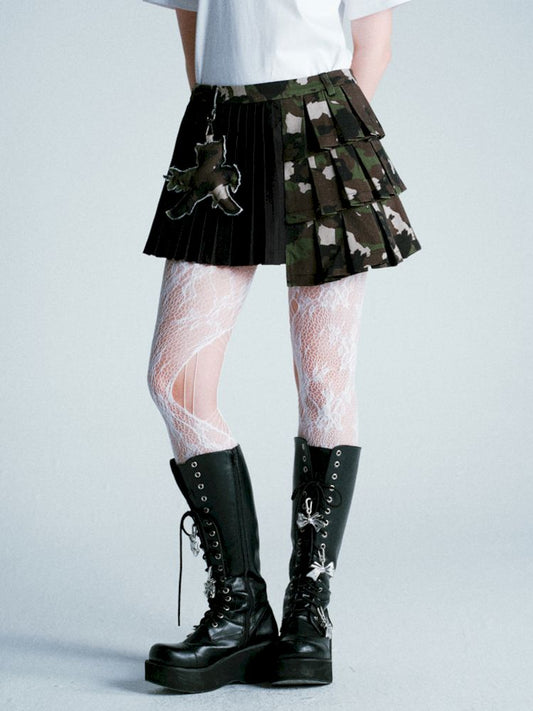 PatchWork Camouflage PLEATED SKIRT [S0000009275]