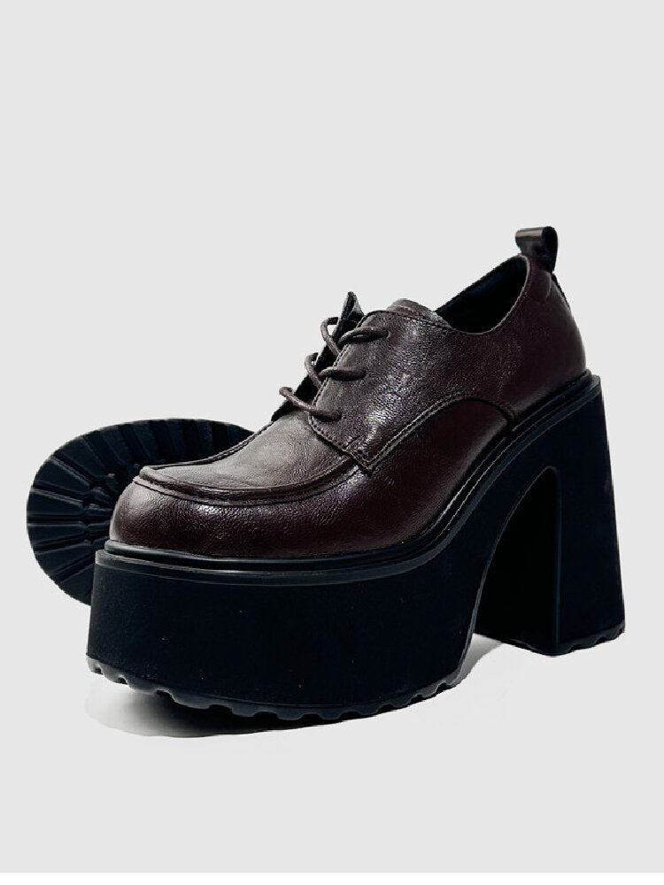 Y2K Thick Soled Punk Leather Shoes【s0000015717】