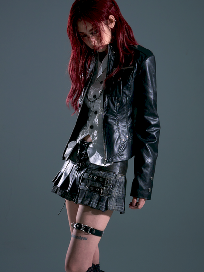 Bag silhouette biker leather jacket【s0000013696】
