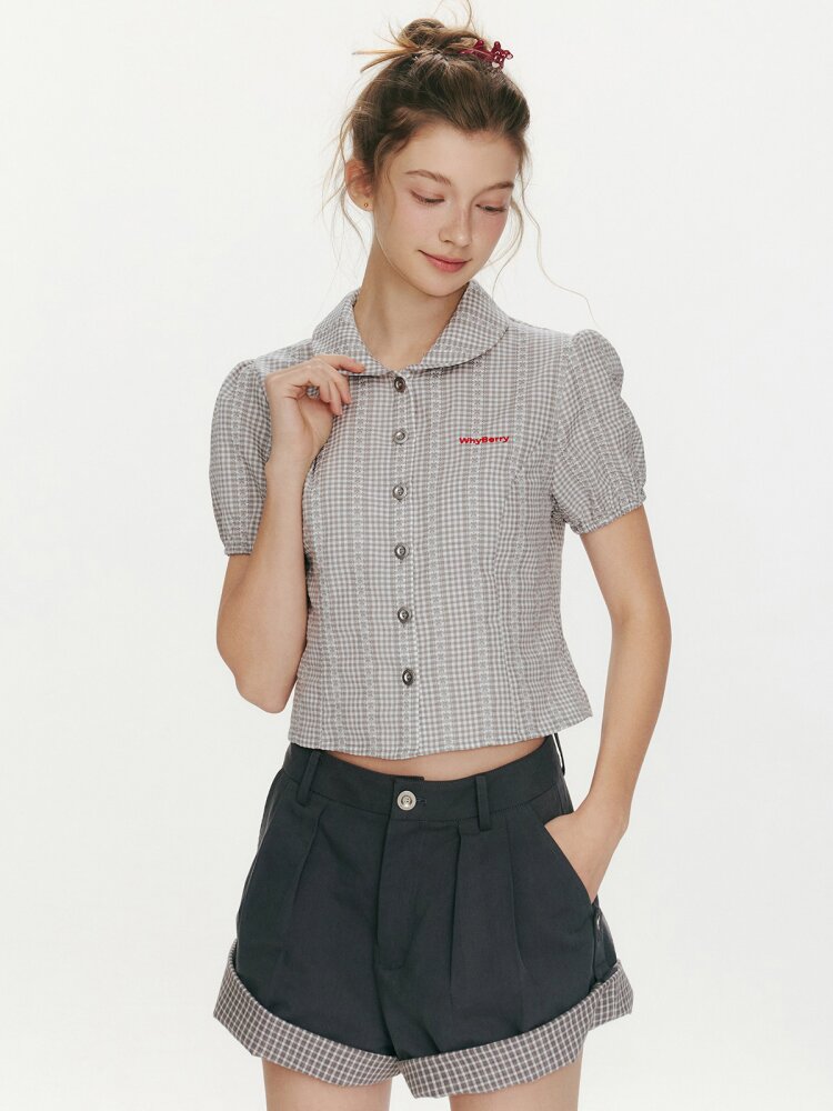 Flower Story Red Plaid Doll Shirt【s0000015687】