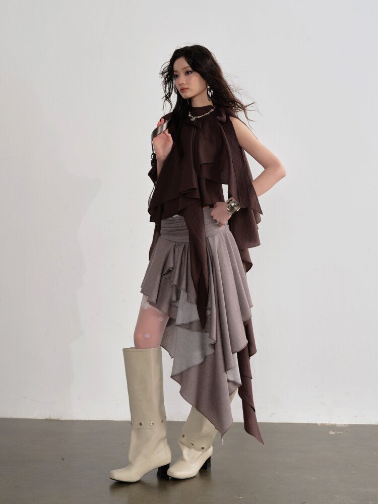 Off Shoulder Lace Up Cape Camisole【s0000015695】