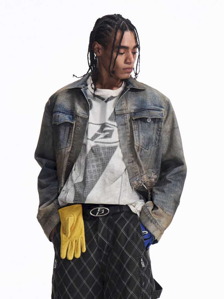 Destroyed Panelled Denim Jacket【s0000015180】