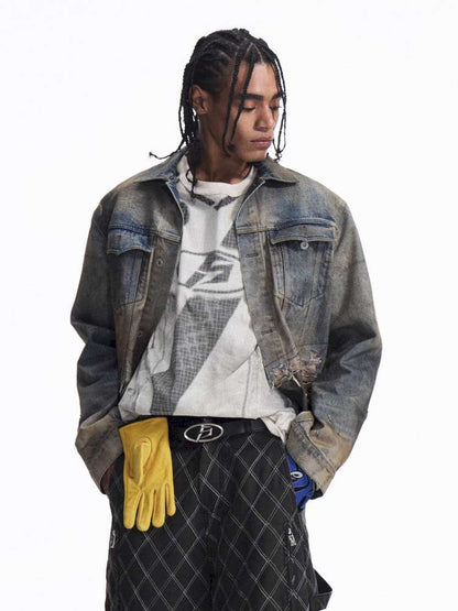 Destroyed Panelled Denim Jacket【s0000015180】