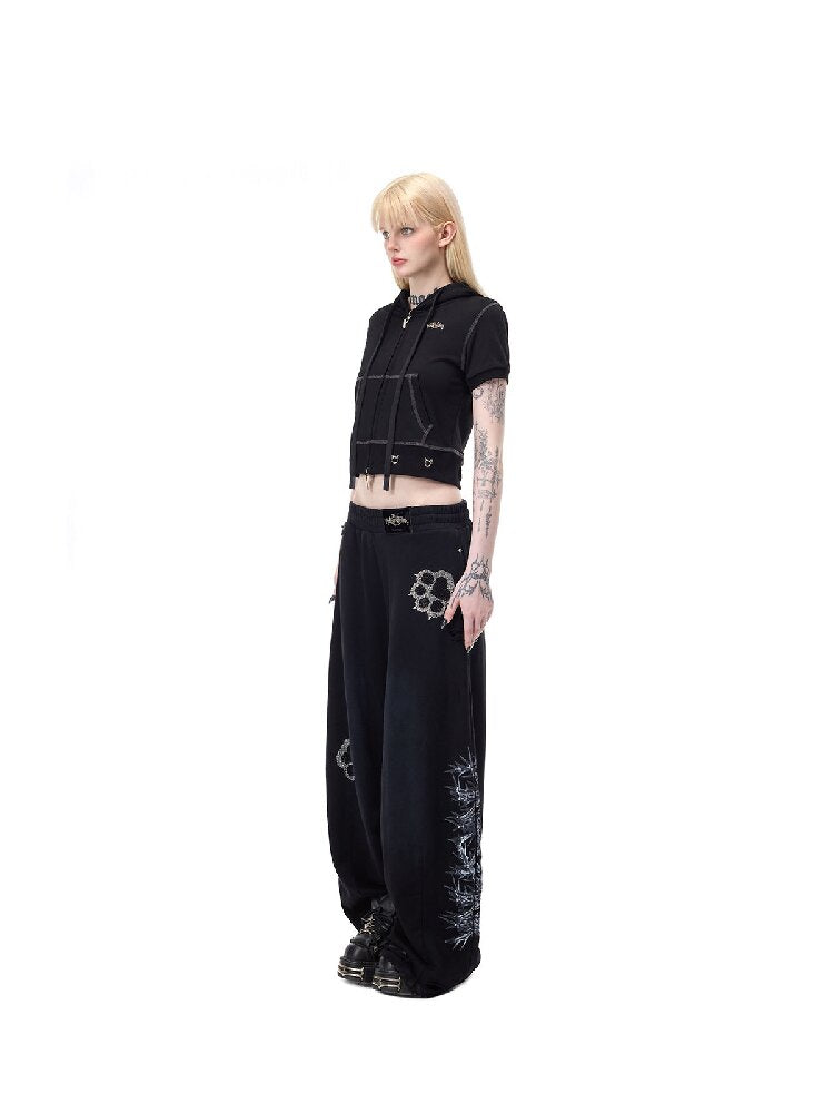 Rhinestone Camo Riveted Sweatpants【s0000017727】