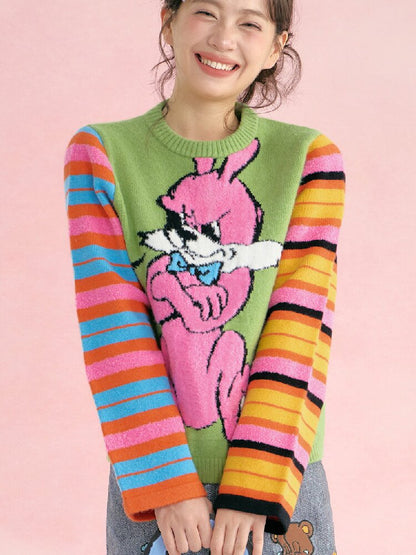 Colorful Asymmetrical Striped Knit Sweater【s0000019251】