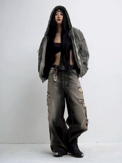 Hole Breaking Wide Leg Jeans【s0000011365】