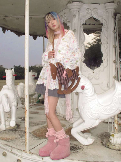 Horse Chinese Blessing Print Top【s0000015379】