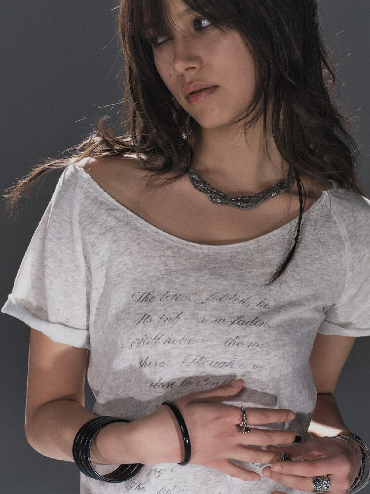 Silver Print Raglan Short T Shirt【s0000016241】