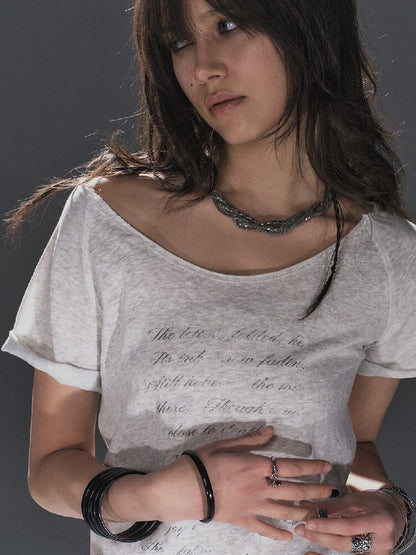 Silver Print Raglan Short T Shirt【s0000016241】