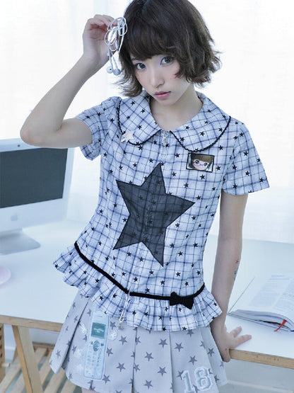 Old-School Zipper Star Pattern Shirt【s0000017127】