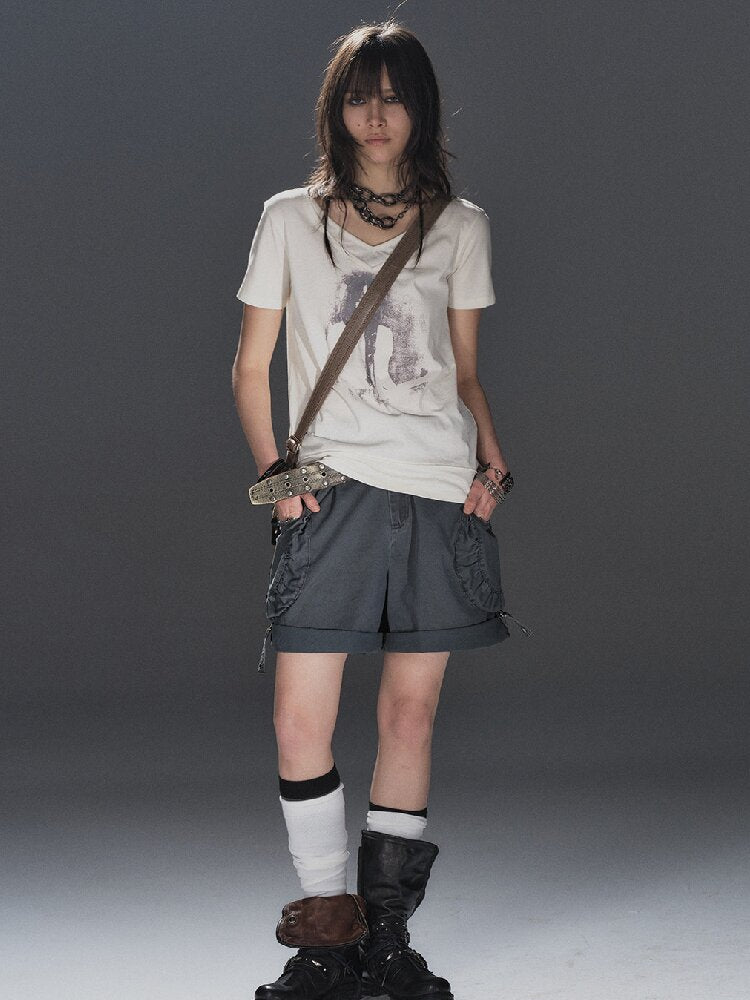 Portrait Print Linen Punk T Shirt【s0000016245】