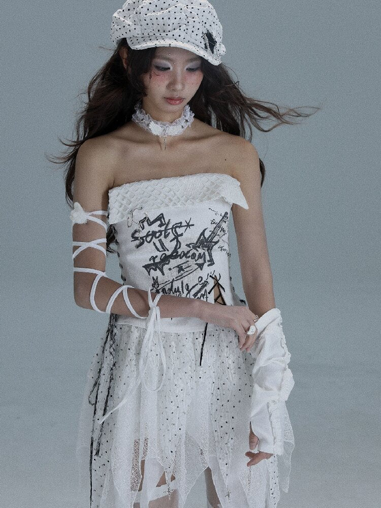 Printed Punk Denim Strappy Top【s0000016717】 – SCULTURE（エス