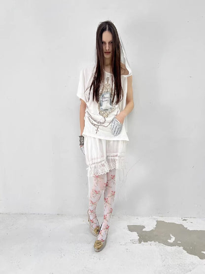 Vintage Gem Print Diamond T-Shirt【s0000015913】