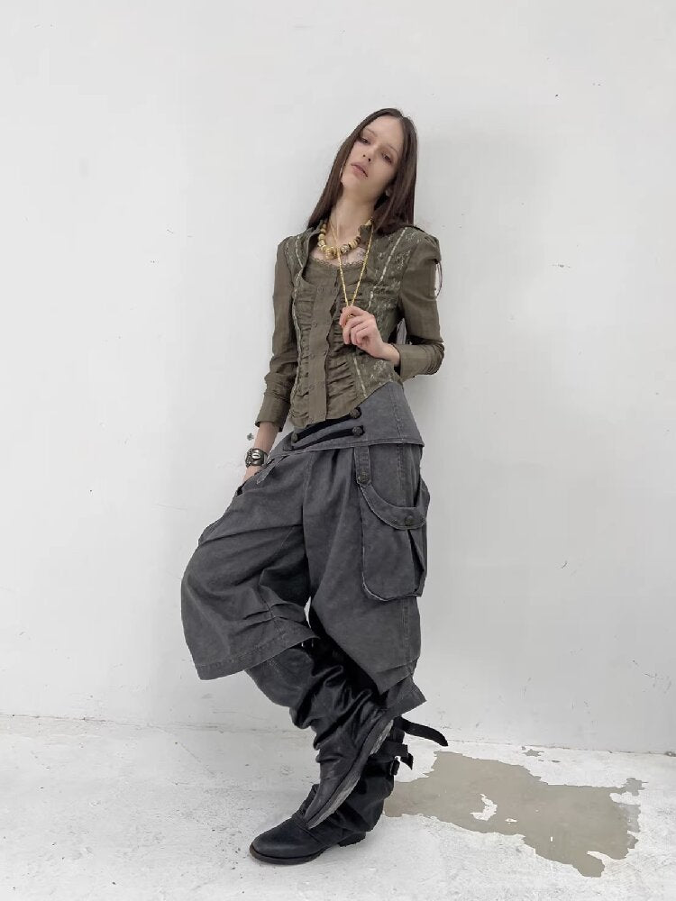 Vintage Lace Stitched Square Neck Shirt【s0000015910】