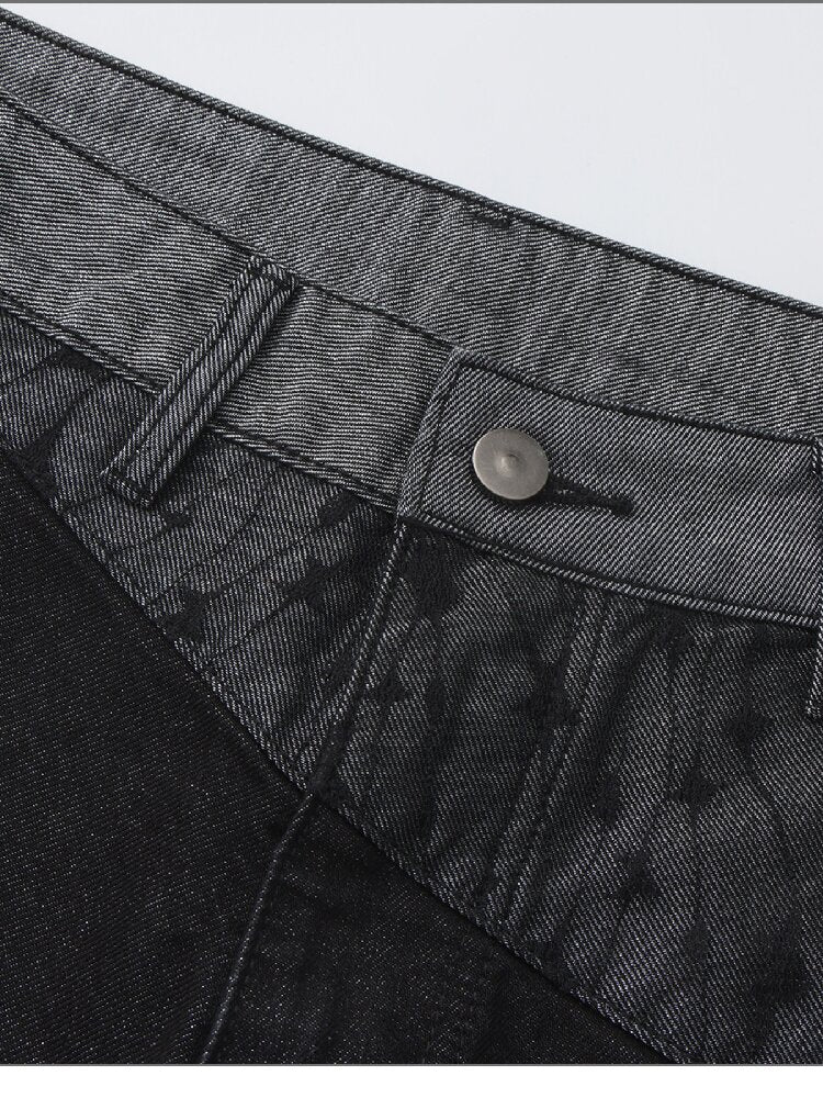 Silver Lace Patchwork Letter Print Jeans【s0000019263】