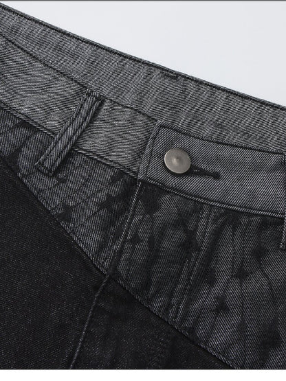 Silver Lace Patchwork Letter Print Jeans【s0000019263】
