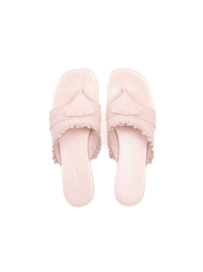 Top Grain Cowhide Ruffled Flip Flop【s0000017441】