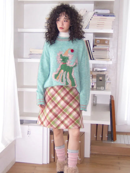 College-Style Casual Wool Plaid A-Line Skirt【s0000013983】