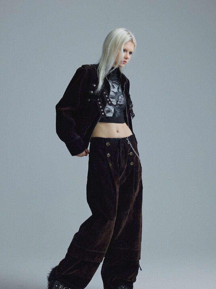 Napoleonic Matte Velvet Belt Jacket【s0000018551】