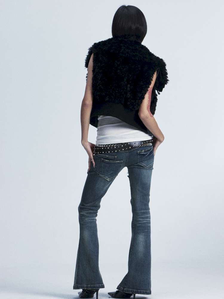 Slim Wash Distressed Bell Bottom【s0000014661】