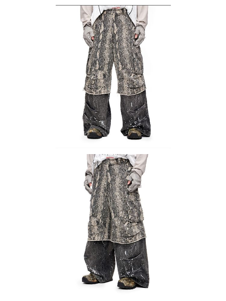 Splash Ink Washed Straight Leg Work Pants【s0000011692】