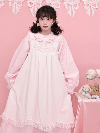 Lace petal hem smocked skirt tank dress【s0000013497】