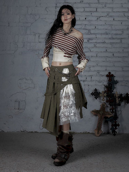 One Neck Tie Long Sleeve Short Top【s0000011832】