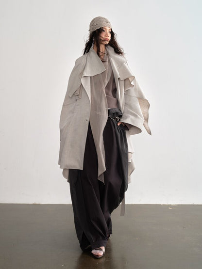 Detachable Cape Linen Trench Coat【s0000015701】