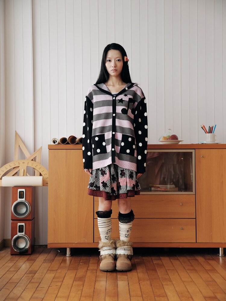 Purple Jacquard Hooded Sweater Top【s0000018708】