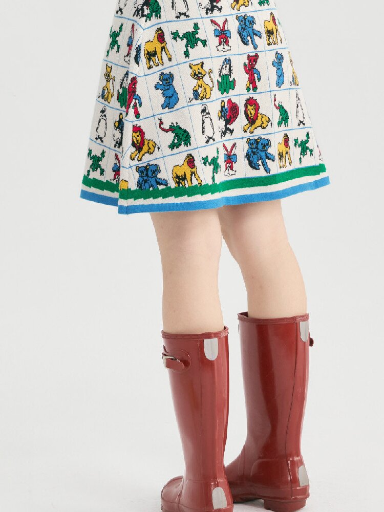 Colorful Animal Knit A-Line Skirt【s0000019254】