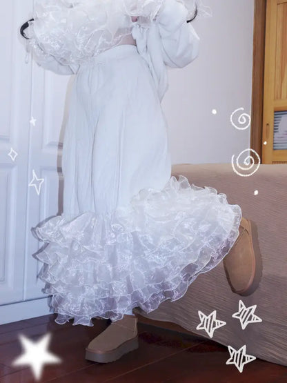 Apricot-Colored Design-Inspired Lace Skirt【s0000014344】