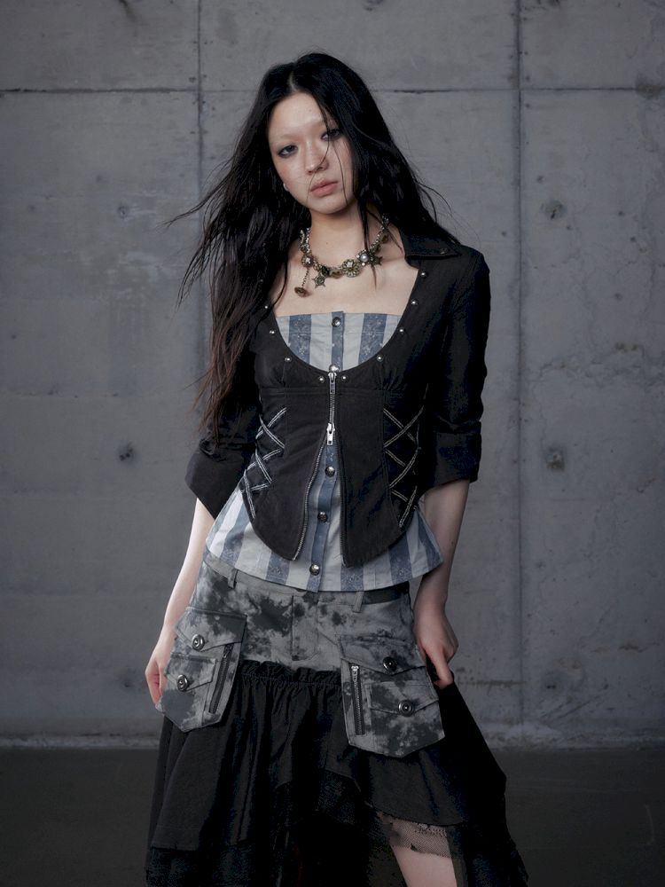 Short low collar long sleeve shirt【s0000013478】