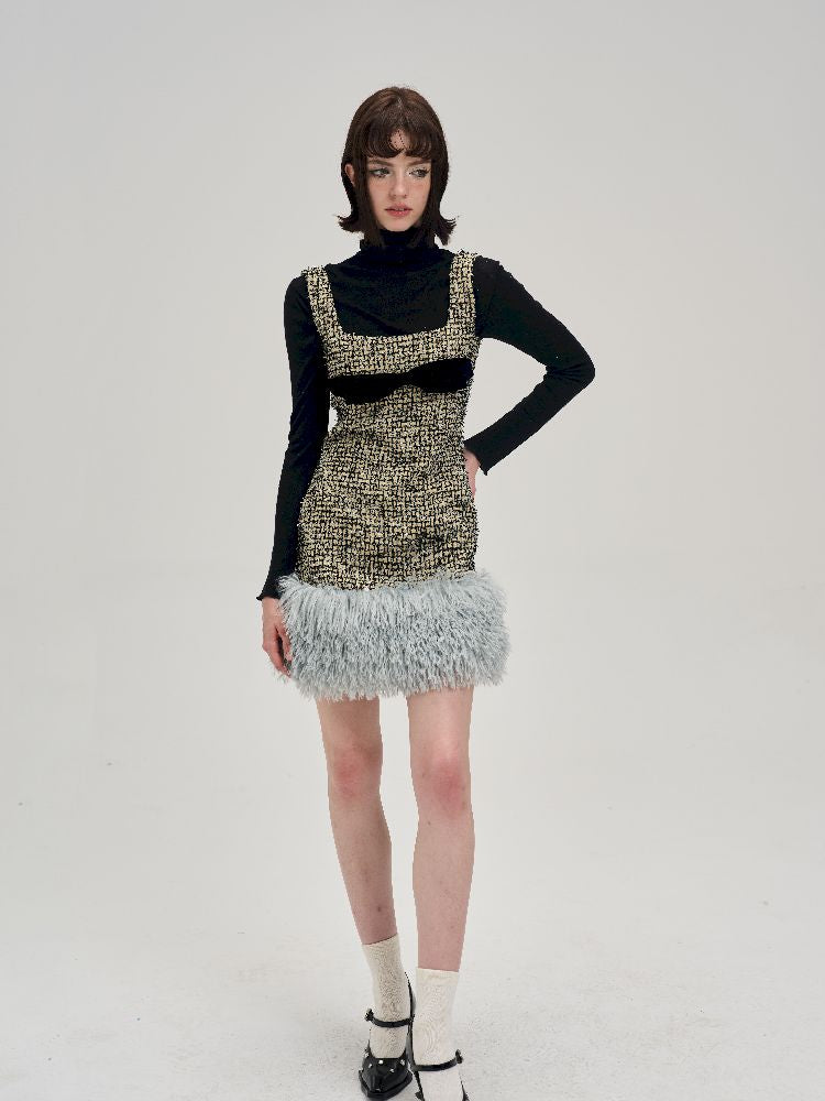 Bow Removable Raw Edge Slimming Dress【s0000005295】