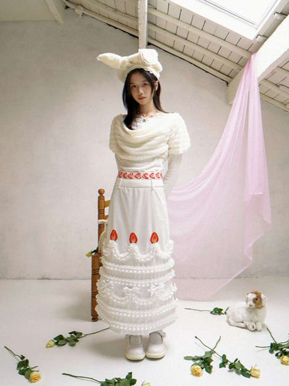 Draped Collar Bow Knitted Two-Piece Top【s0000014938】